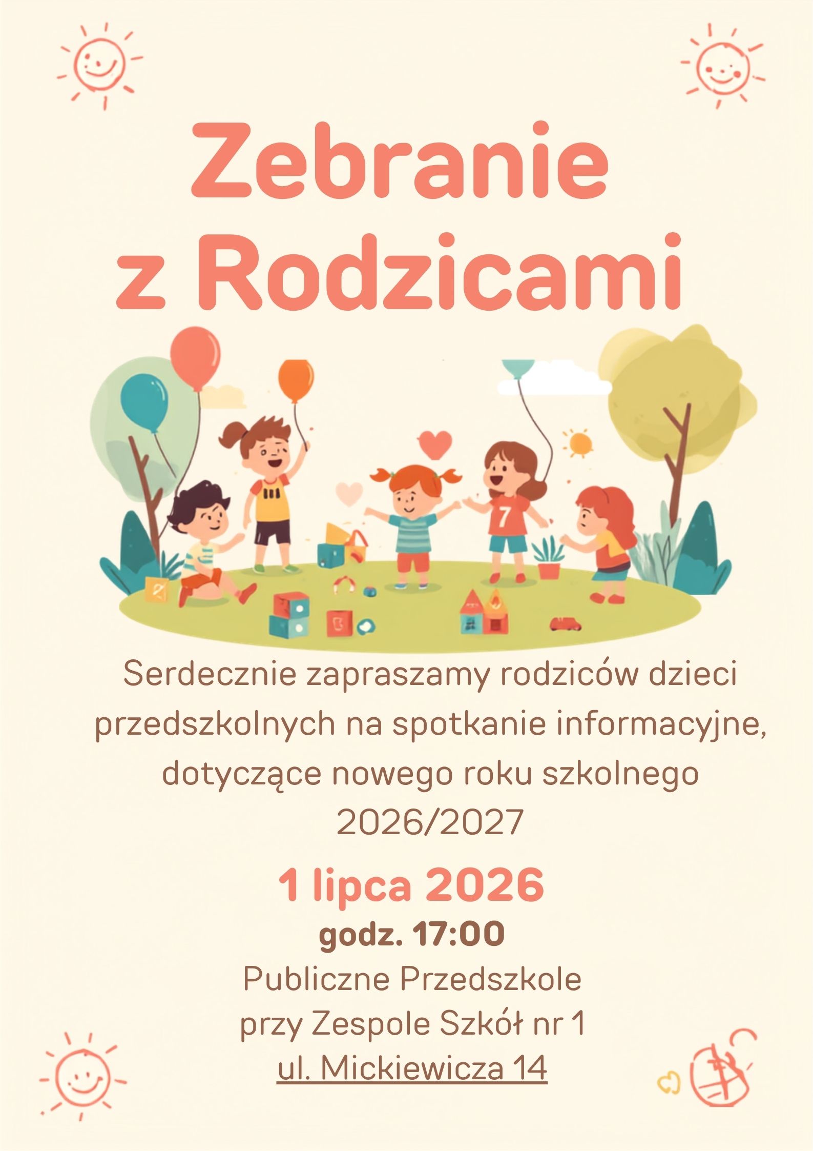 Zebranie rodziców dzieci przedszkolnych